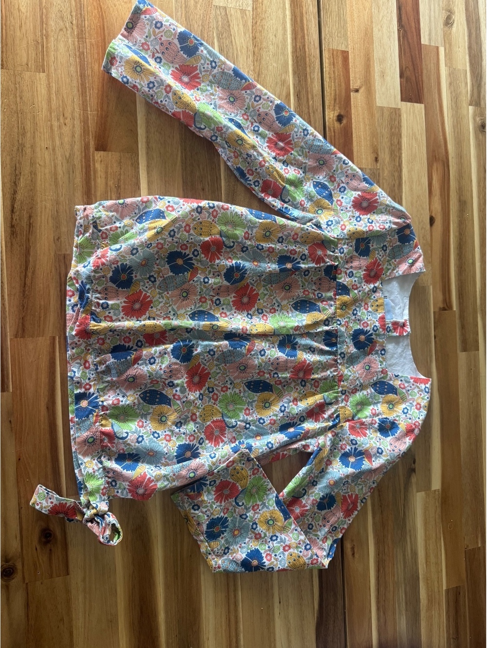 Bella Bliss Girls Size 8 Floral Bird Blouse Cotton Boutique Cottagecore Boho
